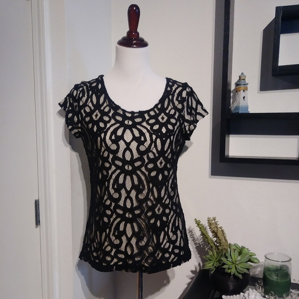Black Crochet Lace Top